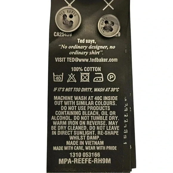 Ted Baker Endurance Blue Patterned Shirt Contrast Flip Cuff Size 16 32/33 - Picture 7 of 7